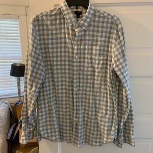 J Crew Gingham Button Up – Teal – Size Medium